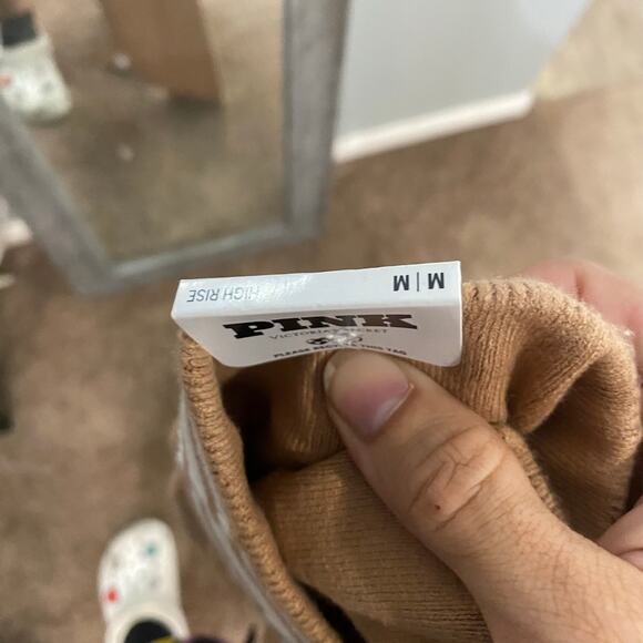 Victoria's Secret Pink Camel Varsity Knit Jogger Pants Sz M NWT - Picture 6 of 13